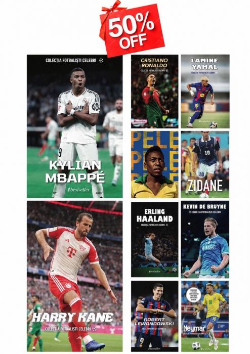 Set Top 10 Cărți Colecția Fotbaliști Celebri (+ Carte Cadou Surpriză)