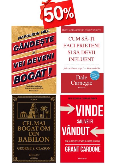 Setul Top 4 Cărți de Dezvoltare Personală și Succes (+ Carte Cadou Surpriză)