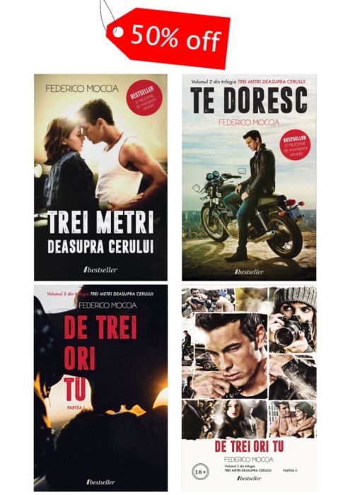 Pachet de 4 cărți &bdquo;Trei metri deasupra cerului&rdquo; de Federico Moccia (+Carte Cadou Surpriză)