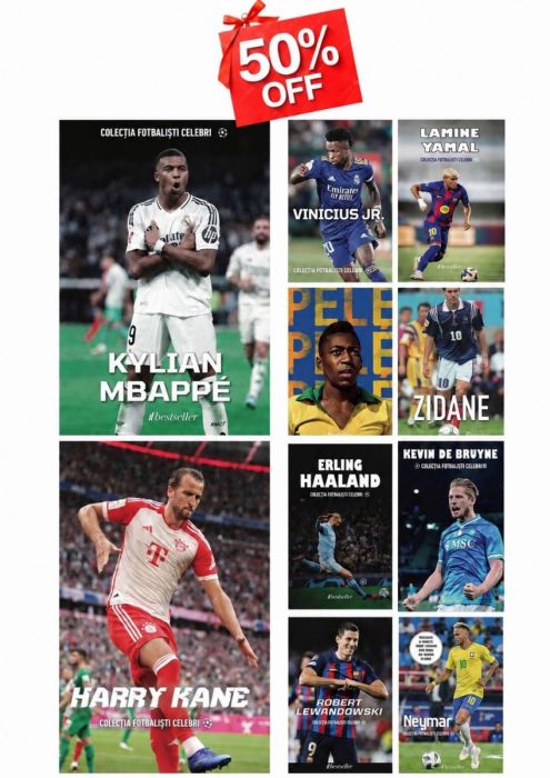 Set Top 10 Cărți Colecția Fotbaliști Celebri (+ Carte Cadou Surpriză)