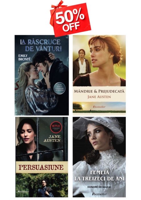 Set Top 4 Romane Clasice: &bdquo;La răscruce de v&acirc;nturi&rdquo;, &bdquo;Persuasiune&rdquo;, &bdquo;M&acirc;ndrie și Prejudecată&rdquo; și &bdquo;Femeia la 30 de ani&rdquo;